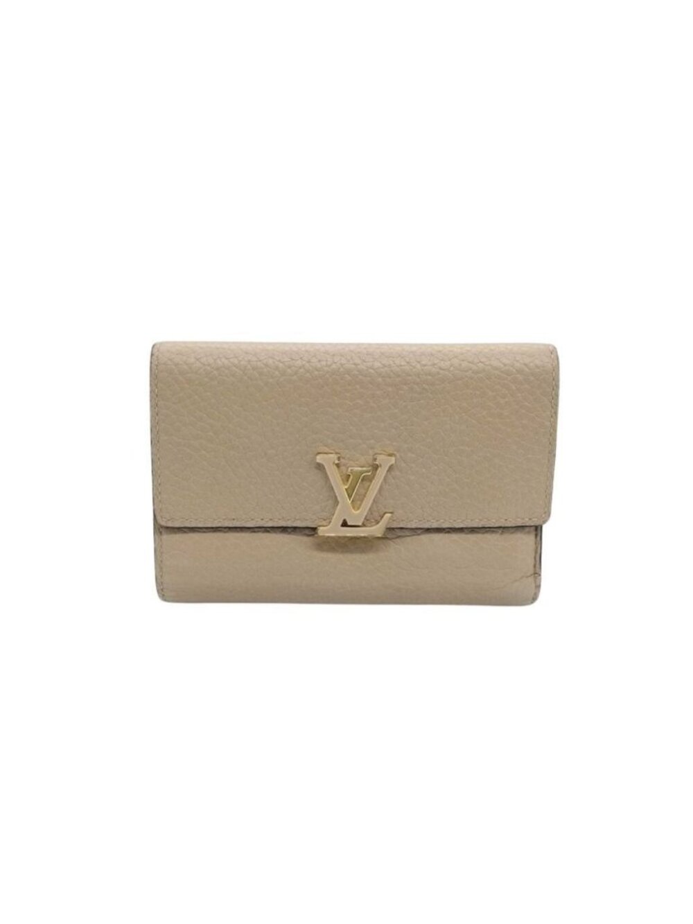 Louis Vuitton Trifold Wallet Portefeuille Capucines XS Beige Taurillon Leather